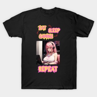 Eat Sleep Gaming Repeat Anime Girl T-Shirt